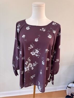 Papermoon Plum Floral Long-Sleeve wBlouse